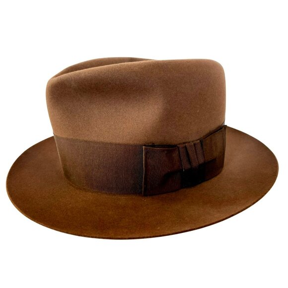 Stetson Other - Vintage Stetson Fedora Coffee Brown Mens Hat Classic Luxury Original Box! 7 1/4